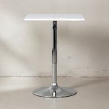 thumbnail of Stehtisch: Höhenverstellbare Leder-Optik Tischplatte, Chromgestell, 63x63 cm, drehbar, Weiß. 63x63x83 cm | Kadima Design