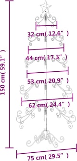 thumbnail of vidaXL Metall-Weihnachtsbaum für Dekorationen Schwarz 150 cm