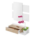 thumbnail of Mobiletto Per Ingresso Con Cassetto Specchio Sospeso Mobile Di Design Moderno Con Vano Porta Accessori Corridoio Soggiorno 75x116x29 Cm Rovere Bianco