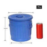 thumbnail of Jinfa Mülleimer mit Deckel, Ascheeimer, Abfallbehälter, Mülltonne, Papierkorb aus Metall, Blau, Ø 21,5 cm, Höhe 21,5 cm 7 Liter