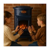 thumbnail of Poêle à gaz 3,4KW Fonte Véritable – Chauffage d'appoint Design Bleu Saphir Mat - Effet feu de bois, sur roues Provence Sahara