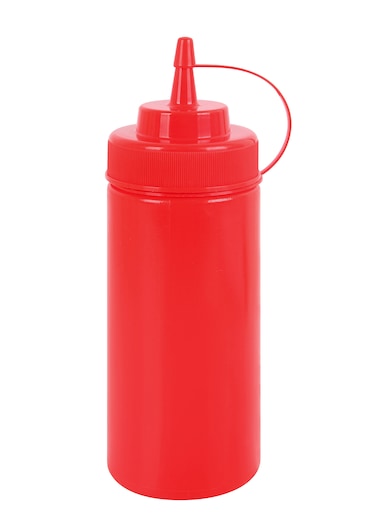 METRO PROFESSIONAL Botella dispensadora para salsas hs016-1, polietileno/polipropileno, Ø 7 x 20 cm, 490 ml, con tapón de rosca, rojo