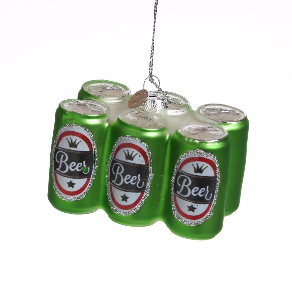 Weihnachtsbaumschmuck SIXPACK Bier Glas inkl. Aufhänger H: 5,1cm grün