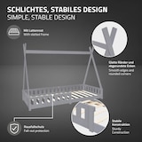 thumbnail of ML-Design Kinderbett Tipi 90 × 200 cm Hellgrau mit Rausfallschutz & Lattenrost – Kiefer, Hausbett mit Zaun, Bodenbett/Spielbett