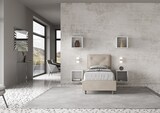 thumbnail of Letto Singolo contenitore imbottito 90x200 microfibra sabbia Appia