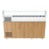 thumbnail of Gastronics Pizzakühltisch Premium – Kühltheke mit grauem Granit, Fischgrätenverkleidung, LED 207 x 80 x 145 cm 3 Türig