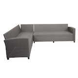 thumbnail of Poly Rattan Garnitur HWC-E96, Garten-/Lounge-Set Sitzgruppe, Spun Poly halbrundes Rattan ~ grau, Kissen anthrazit