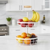 thumbnail of Relaxdays Obstkorb Etagere 2-stöckig, Obstschale für die Küche, moderner Metallkorb für Obst und Gemüse, Metall, weiß