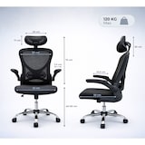 thumbnail of Five Stars® Ergonomische Bureaustoel voor Volwassenen - Mesh Rugleuning - Verstelbare Hoofdsteun & Armleuningen - Ergo Plus - Zwart