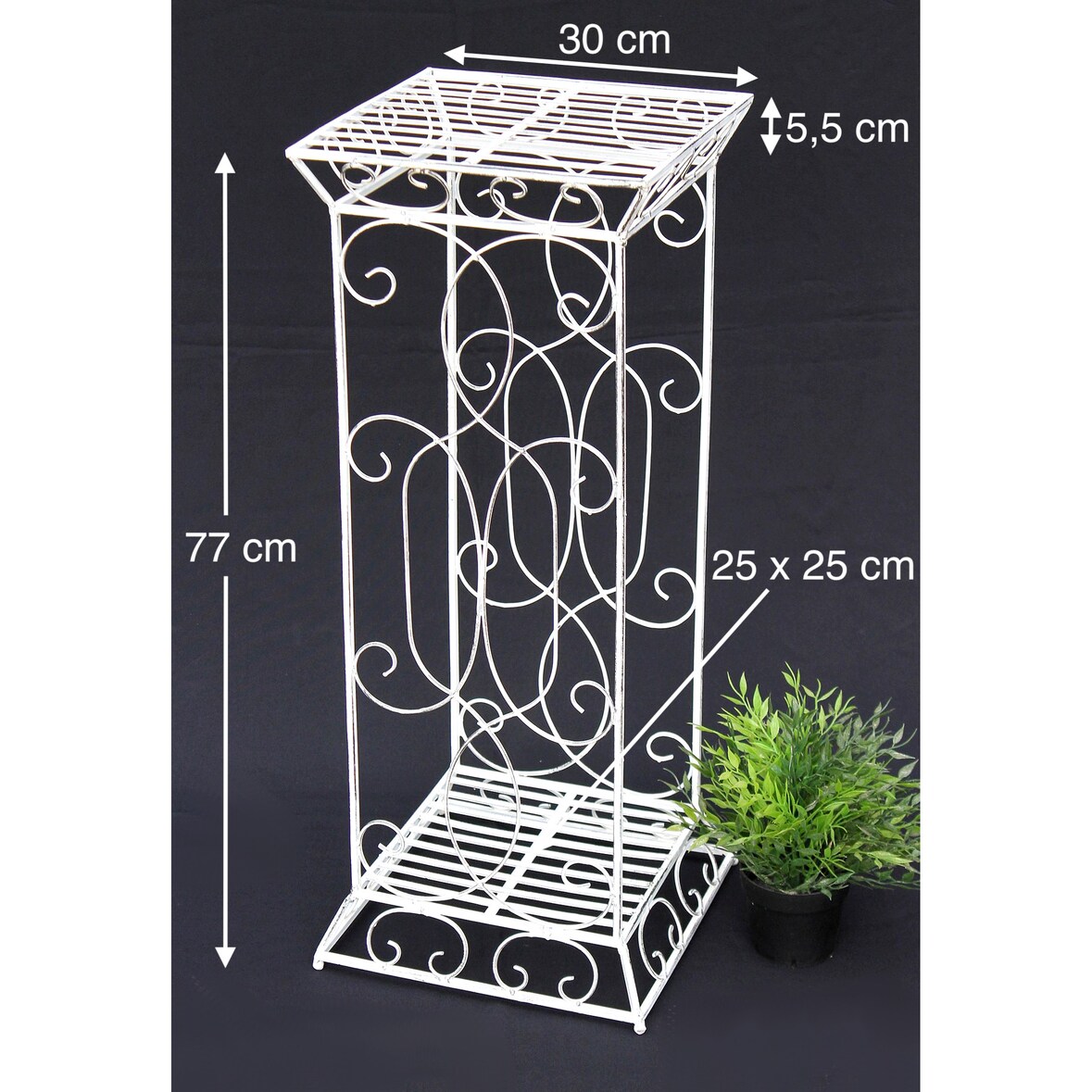 DanDiBo Blumenhocker Metall Weiß Eckig 77 cm Blumenständer 20304 Blumensäule Beistelltisch Pflanzenständer