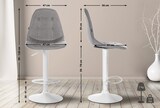 thumbnail of CHEFGASTRO Barhocker MONTE CARLO Stoff Weiß HxBxT 99x47x56cm Metall Grau Barstuhl