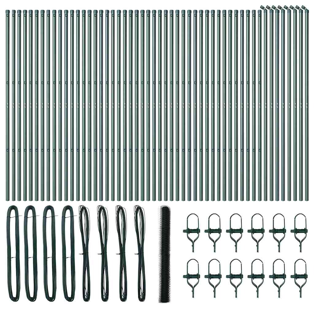 vidaXL Zaunpfosten Grün 100 x 1,5 m (36 mm Maschenweite) Stahl und PVC
