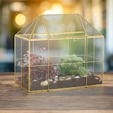 thumbnail of Relaxdays Pflanzenterrarium, Glas & Kupfer, 27x30x15 cm, Deko Glashaus Kakteen & Moos, Glaskasten Fensterbank, schwarz