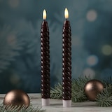 thumbnail of LED Stabkerzen Twist Tafelkerzen gedreht Echtwachs 25cm Timer rot 2St