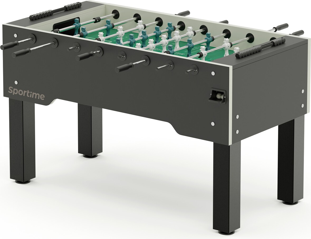 Sportime Tischkicker "Dragon Steel", Green Guardian vs. White Dragon, Spielfeld: Rasen-Grün, Platinum Grey