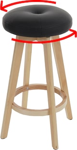 thumbnail of 2er-Set Barhocker Navan, Barstuhl Tresenhocker, Holz Kunstleder drehbar ~ schwarz, helle Beine