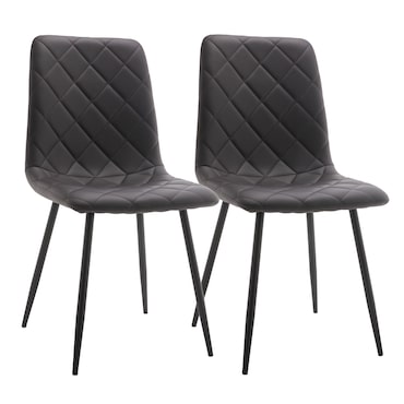 METRO PROFESSIONAL Silla de restaurante tapizada Jara, juego de 2, acero/piel sintética, marrón/negro