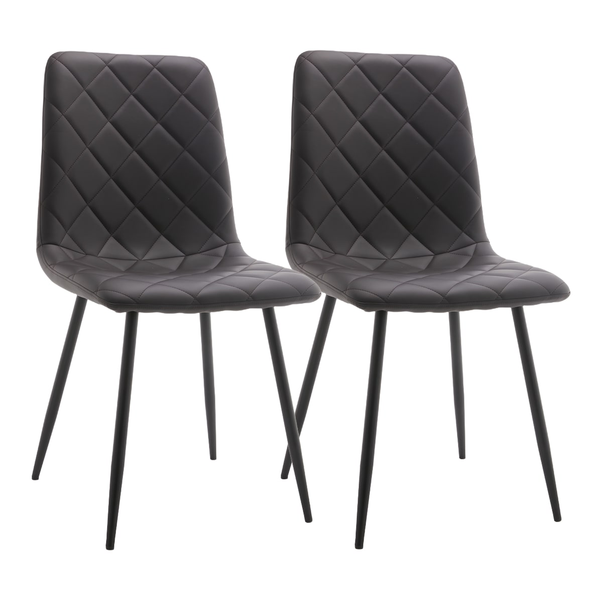 METRO PROFESSIONAL Silla de restaurante tapizada Jara, juego de 2, acero/piel sintética, marrón/negro