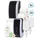 thumbnail of KOMPLETT-SET Toilettenkabine: Toilettenpapierspender + SENSOR Sitzreinigung + Reinigungsschaum + Füllmittel