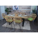 thumbnail of 6er-Set Esszimmerstuhl HWC-P17, Küchenstuhl Korbstuhl Rattansessel Rattanstuhl Stuhl, Kubu Rattan Metall ~ Polster grün