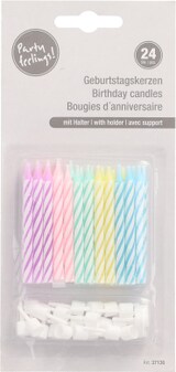 thumbnail of 240 Geburtstagskerzen mit Halter 6 cm farbig sortiert pastell