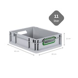 thumbnail of PROREGAL 10x Eurobox NextGen Color mit Scharnierdeckel & Verschlüssen | HxBxT 12x30x40cm | 11 Liter | Griffe grün offen | Glatter Boden