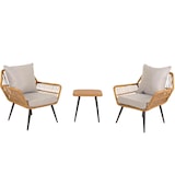 thumbnail of Conjunto em poli-rattan HWC-N34, conjunto de varanda conjunto de jardim grupo de assentos cadeira mesa lateral ~ cinzento claro