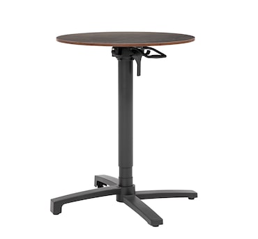 METRO PROFESSIONAL Gastro klaptafel in hoogte verstelbaar Massini, aluminium, Ø 60 x 74 cm, HPL tafelblad, stone look, steengrijs