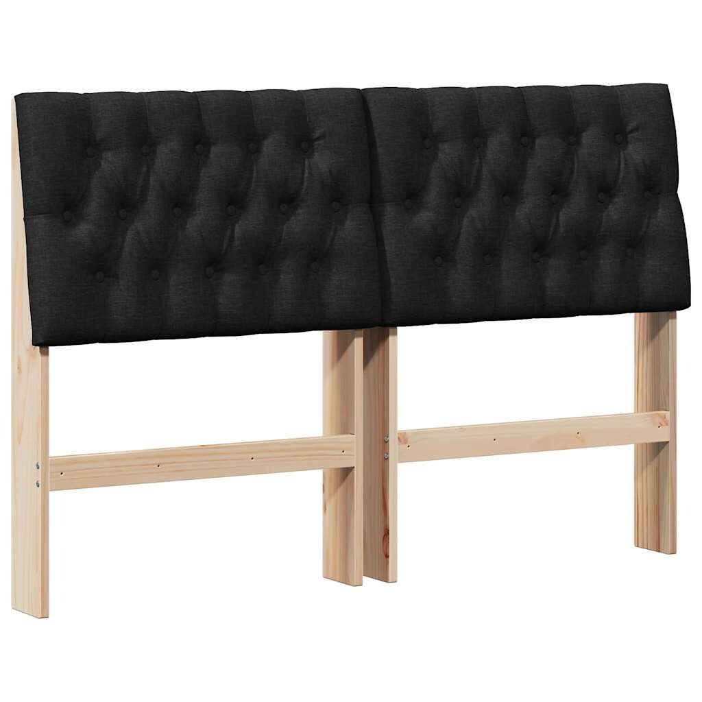 vidaXL Gepolstertes Kopfteil Schwarz 135 cm Massives Kiefernholz
