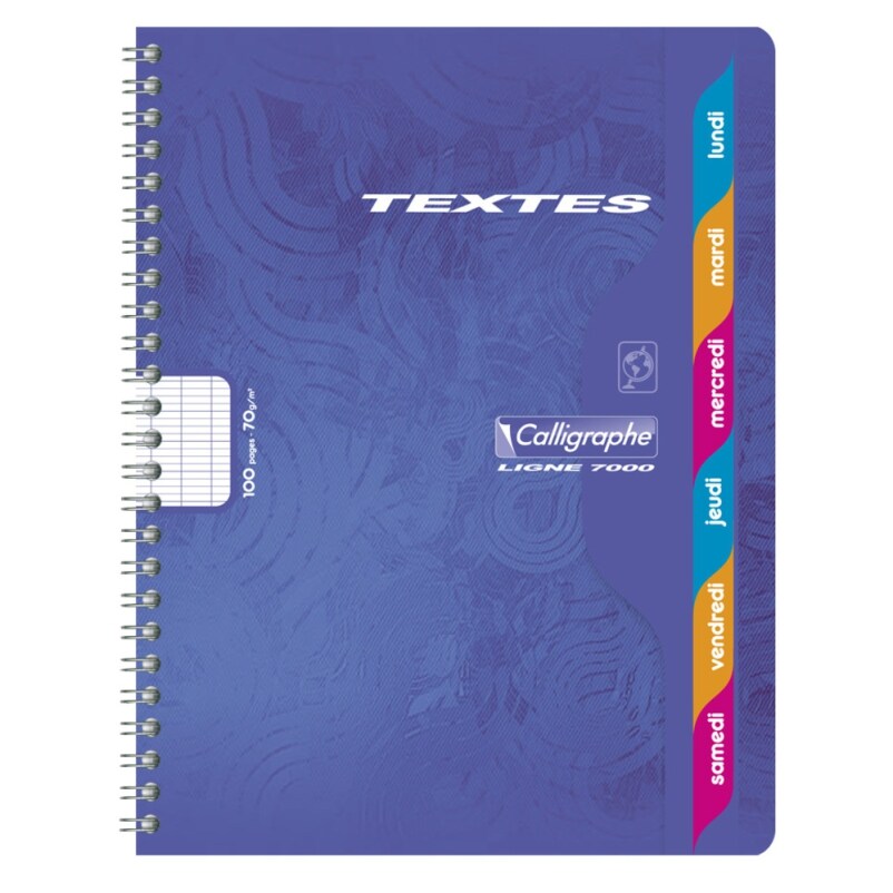 Lot de 10 Cahier de Textes Ligne 7000 17x22, 148p./74 feuilles 70 g/m² reliure intégrale, Séyès, touches couleurs