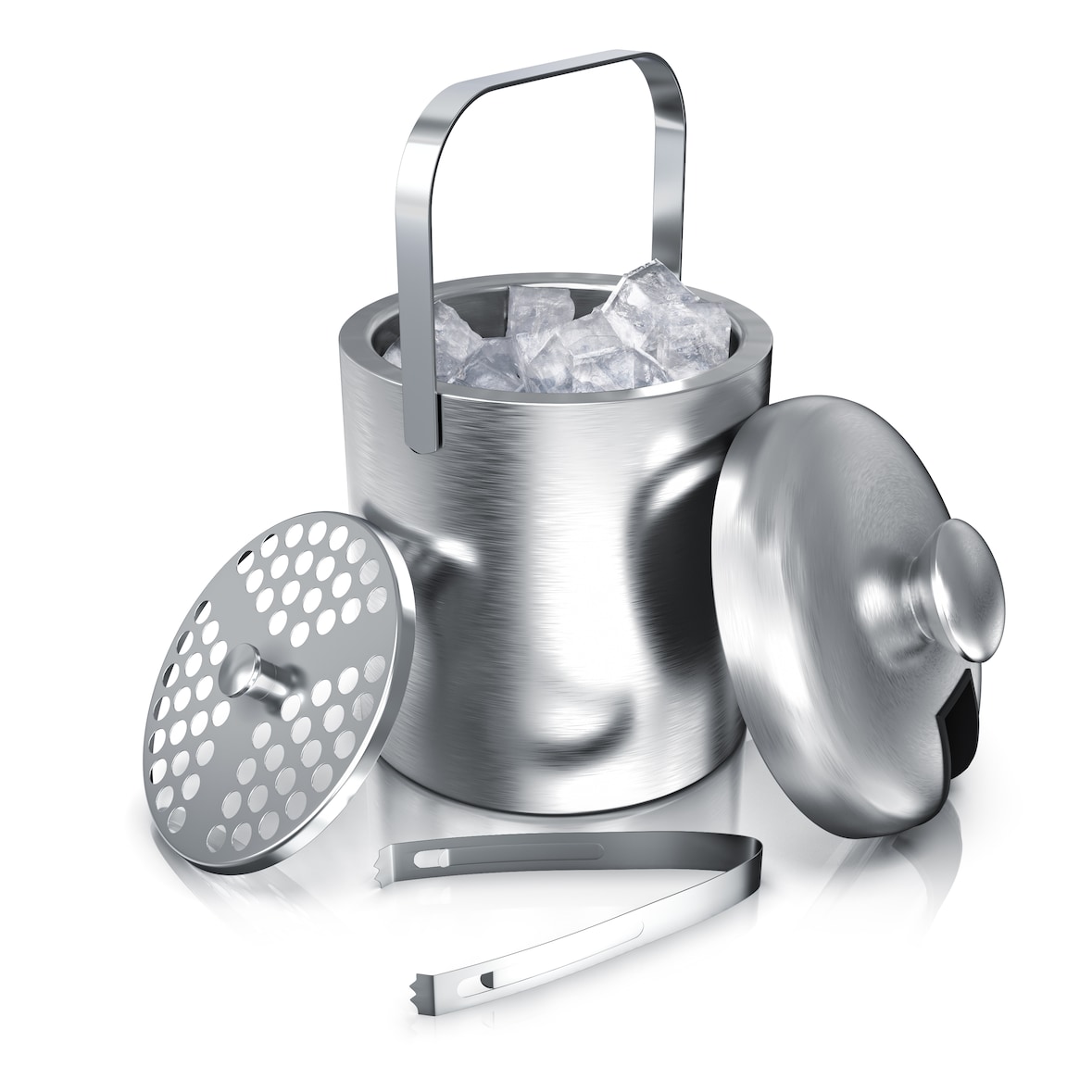 Arendo Eiseimer, Edelstahl, 1,3 l, doppelwandig, mit Deckel