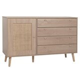 thumbnail of Sideboard HWC-M43, Schrank Kommode Highboard, Schubladen Staufach, Kubu Rattan Holz Melamin, Eiche-Optik