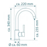 thumbnail of Spültischarmatur Cornwall Gebogen Chrom mit hohem Rundbogenauslauf und 360° Schwenkbereich Wasserhahn