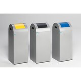 thumbnail of PROREGAL Selbstlöschender Wertstoffsammler rund | 60 Liter, HxBxT 80x32x32cm | Verzinkter Stahl | Silber-Anthrazit | Mülleimer Abfalleimer Müllkorb
