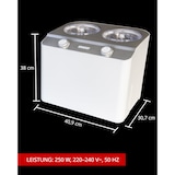 thumbnail of Unold 48830 Eismaschine Doppio - Weiß, mit Kompressor, 250 Watt, Eismaschine Selbstkühlend, Frozen Joghurtmaschine mit 2,4 Liter Eiscreme Volume