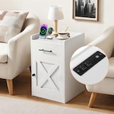 thumbnail of Home Nature Wohnkonzept Nachttisch mit Steckdose Schublade Tür Schlafzimmer Kommode modern 40 cm