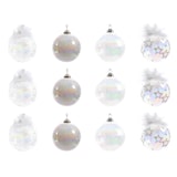 thumbnail of 12 Weihnachtskugeln 8cm Glas mit Federn Christbaumkugeln Weihnachtsbaumkugeln Christbaumschmuck Weihnachtsbaumschmuck Deko Klar / Weiß Irisierend