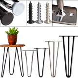 thumbnail of 4x Haarnadel Tischbeine EDELSTAHL SCHWARZ CHROME Möbel Tischgestell Hairpin Leg CHROM 3 Streben 40