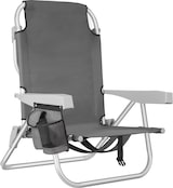 thumbnail of tectake, silla de playa plegable de aluminio coral, respaldo ajustable 5 posiciones, mochila integrada, 63x101x40 cm, gris