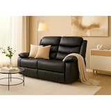 thumbnail of 2-zits bioscoopfauteuil HWC-O62, relaxfauteuil TV-fauteuil met armleuning, relaxfunctie kunstleder ~ zwart