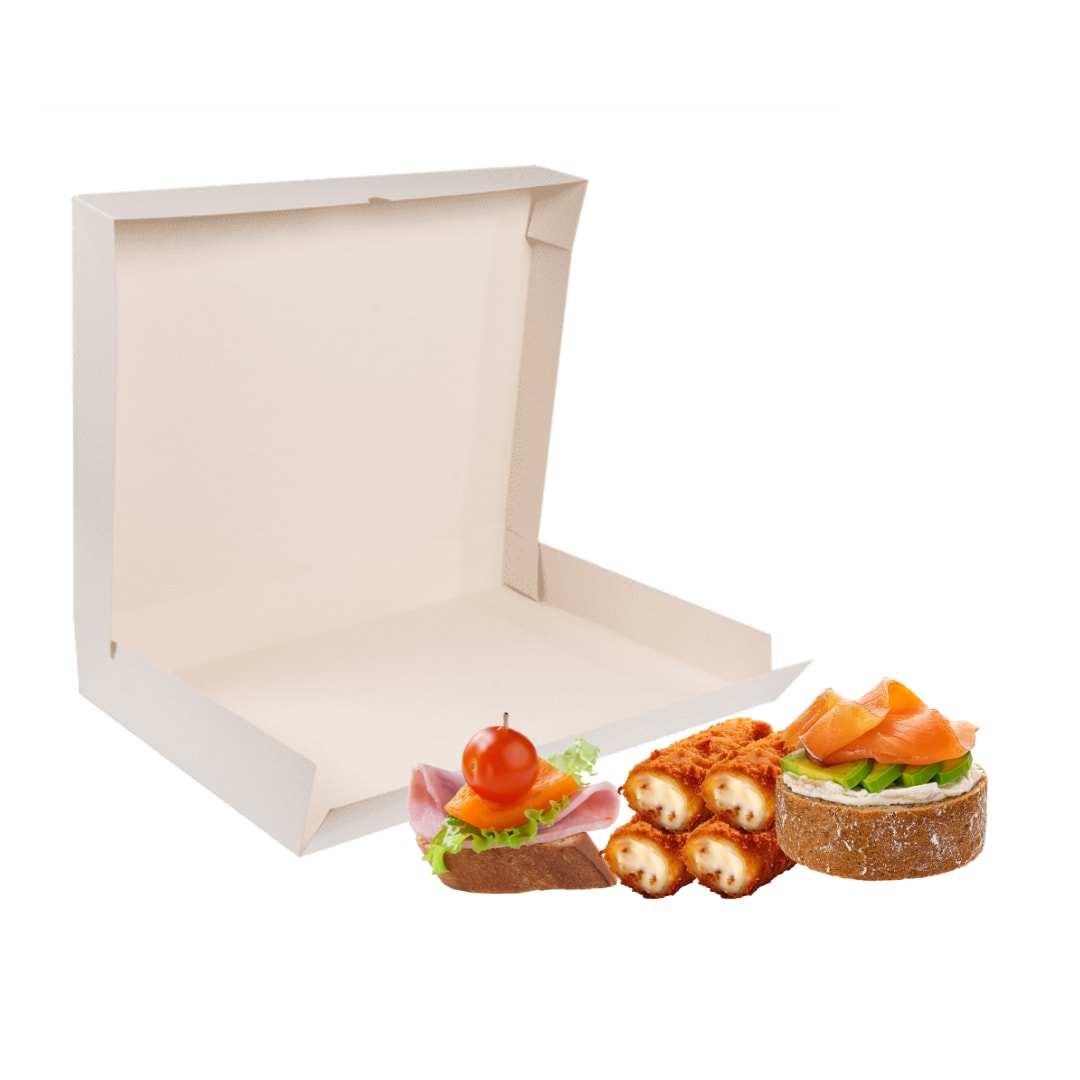 Caixa Cartolina Branco Catering/ canapés / Salgadinhos 325Grs/m2 32x42x6cm