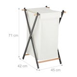 thumbnail of Relaxdays Wäschekorb, klappbar, Wäschesammler mit Deckel, Stahl & Stoff, 50 Liter, HBT: 71 x 45 x 42 cm, creme/anthrazit
