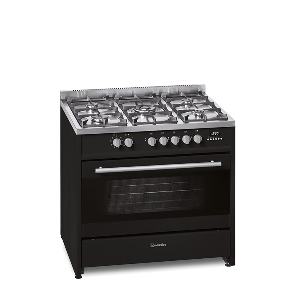 MEIRELES cocina gas 90cm 5 fuegos horno gas inox G 910 BL