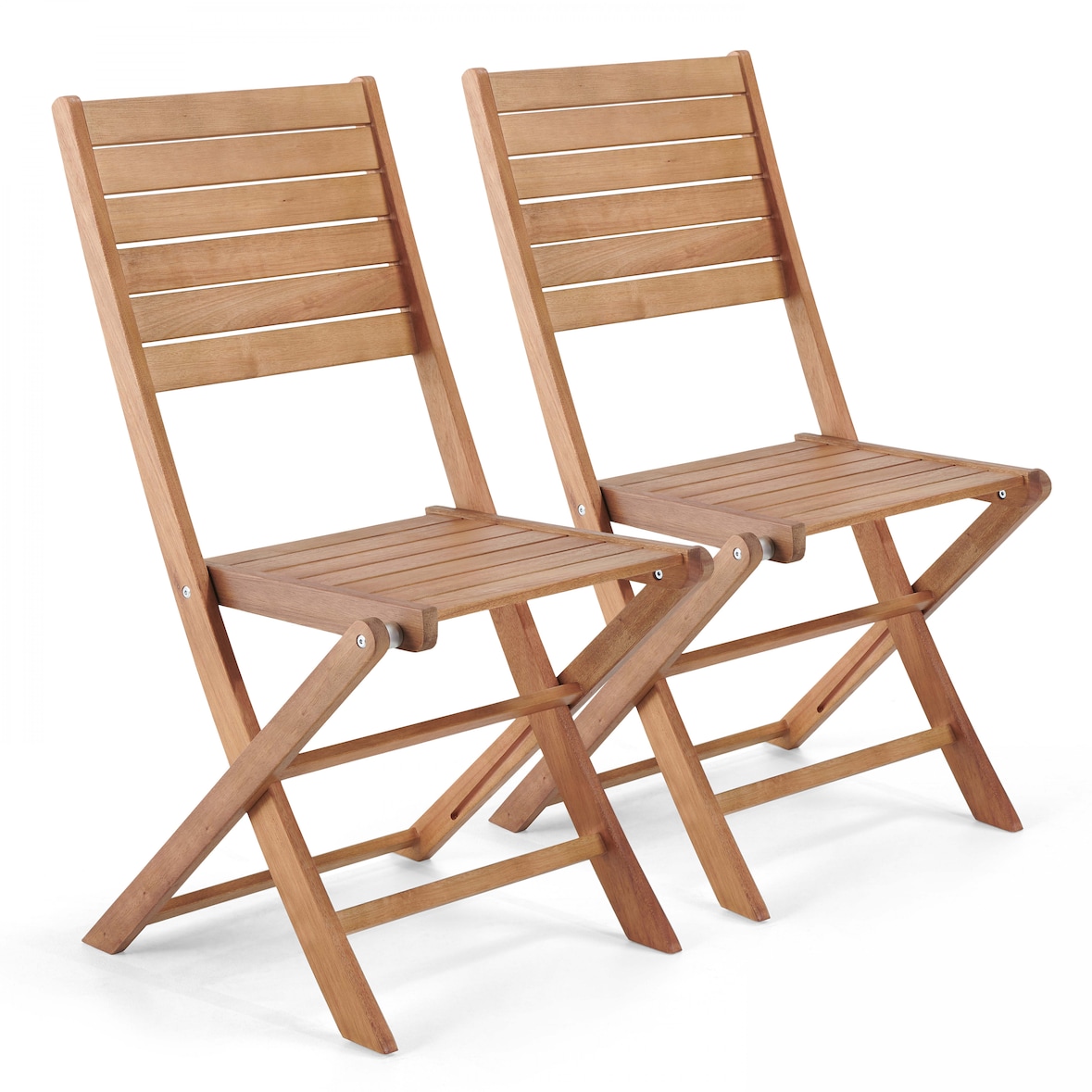 Lot de 2 chaises pliantes en bois d'eucalyptus - Oviala