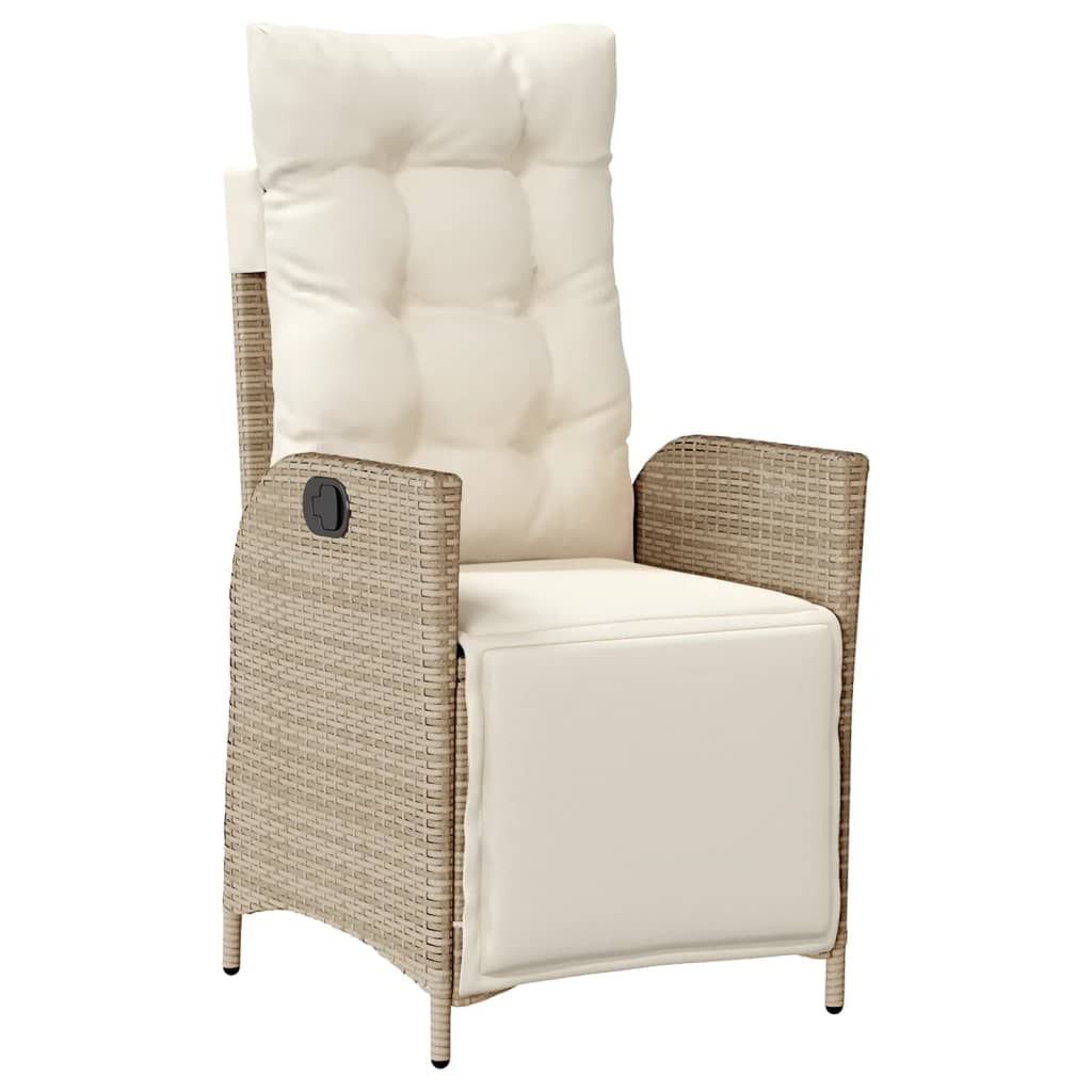 vidaXL Gartensessel mit Fußteil Verstellbar Beige Poly Rattan