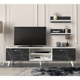 thumbnail of Wohnwand Geacles Weiß Dunkelgrau ( Marmor optik )