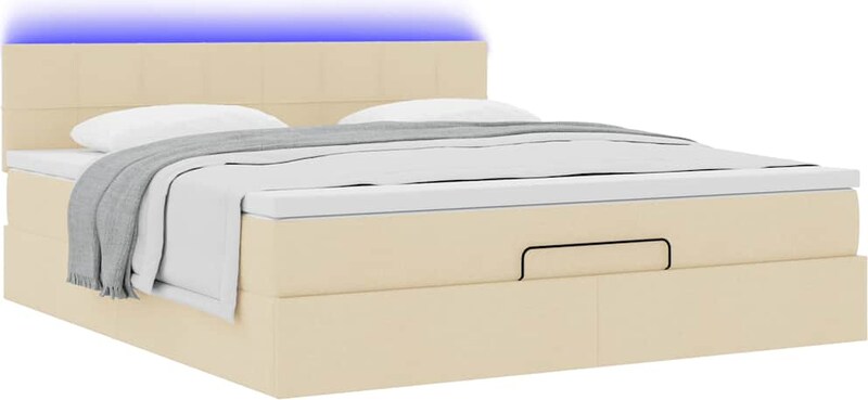 vidaXL Ottomane Bett mit Matratze & LEDs Creme 180x200 cm Stoff | METRO