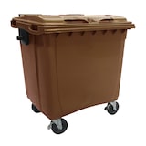 thumbnail of Contenedor para desperdicios con tapa plana y ruedas. Marron 800l.