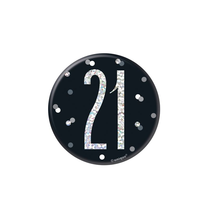 Anstecker schwarz & silber Zahl 21