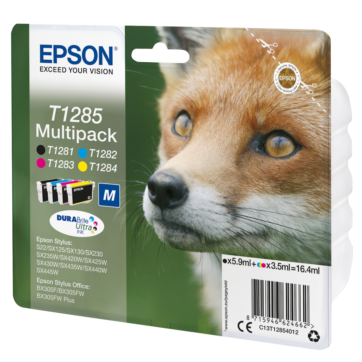 EPSON Multipack Cartouches Jet d'Encre DURABrite Ultra N/C/M/J ''Renard'' (T1285) - C13T12854012